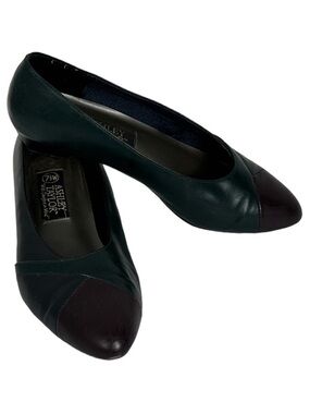 Vintage Ashley Taylor Colorblock Heels Size 7.5 W Comfort Green Purple Black Low